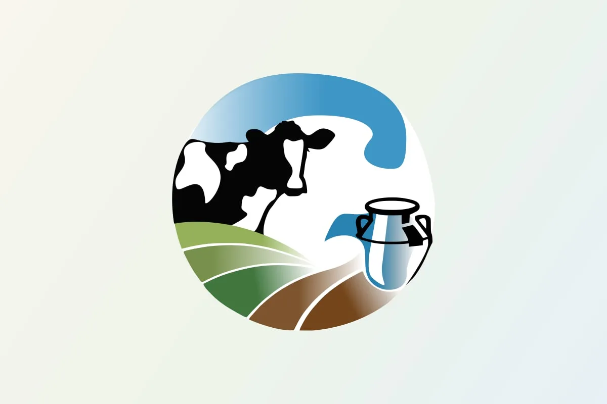 Nuevo logo de Gestambo: una vaca sobre el campo junto a un tarro de leche, dentro de un círculo